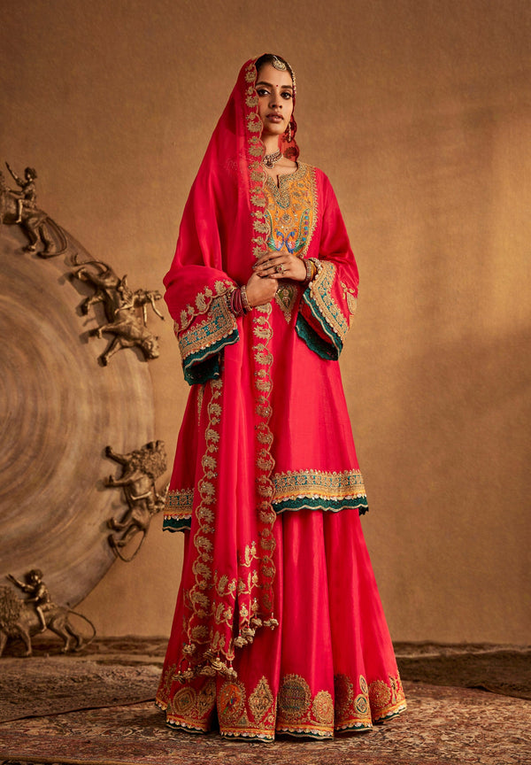 Deep Pink Kurta Sharara Set